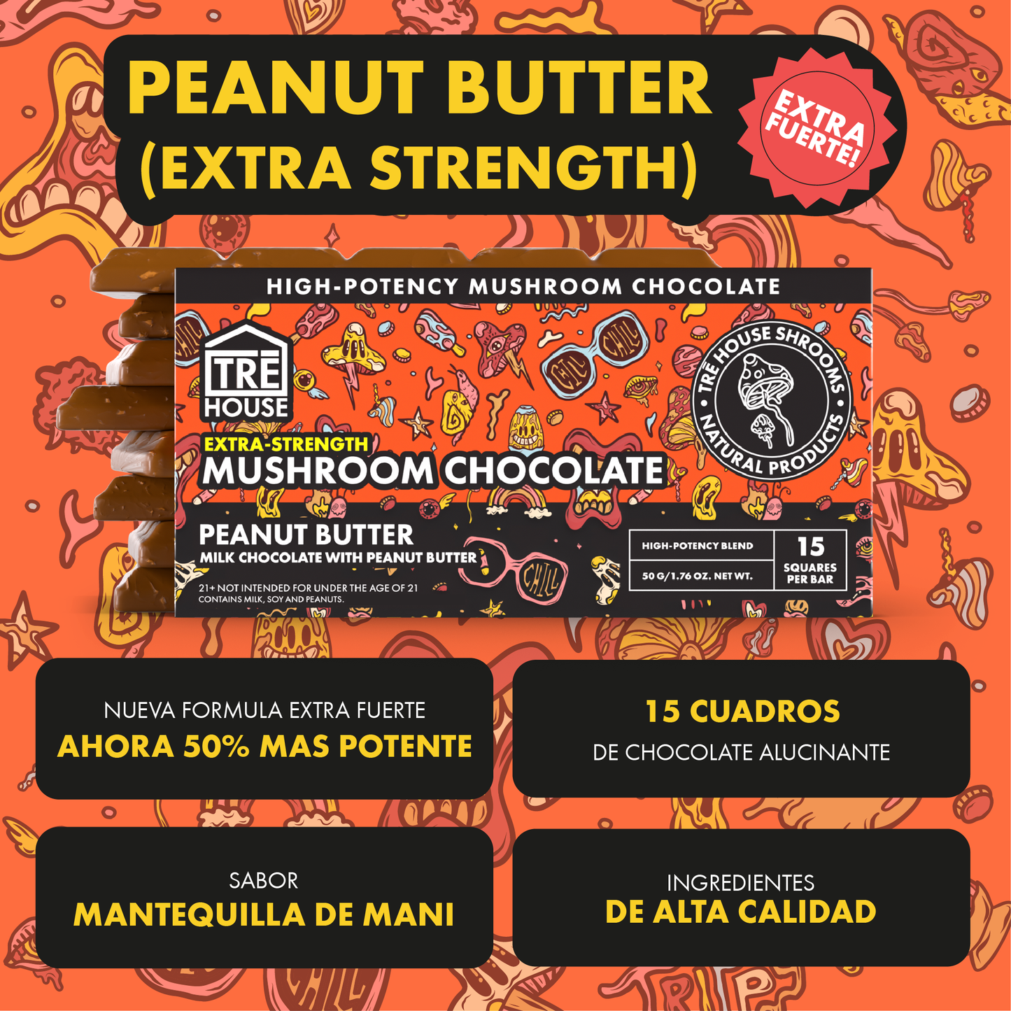 Magic Mushroom Chocolate Bar Peanut Butter Extra Strenght