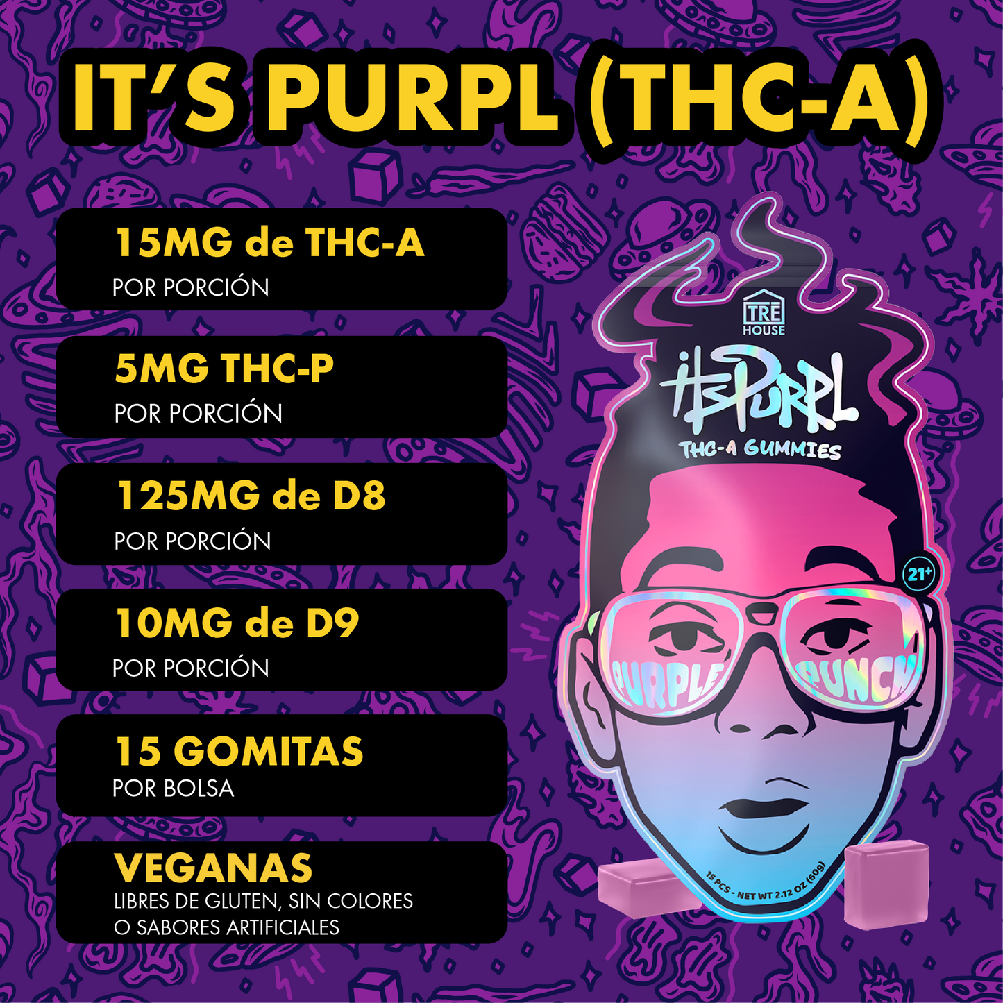 Tre House Gummies itsPurpl Purple Punch 15ct (THCa)