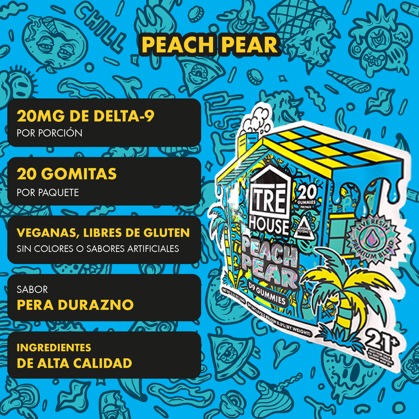 Tre House Gummies PeachPear D9 20ct