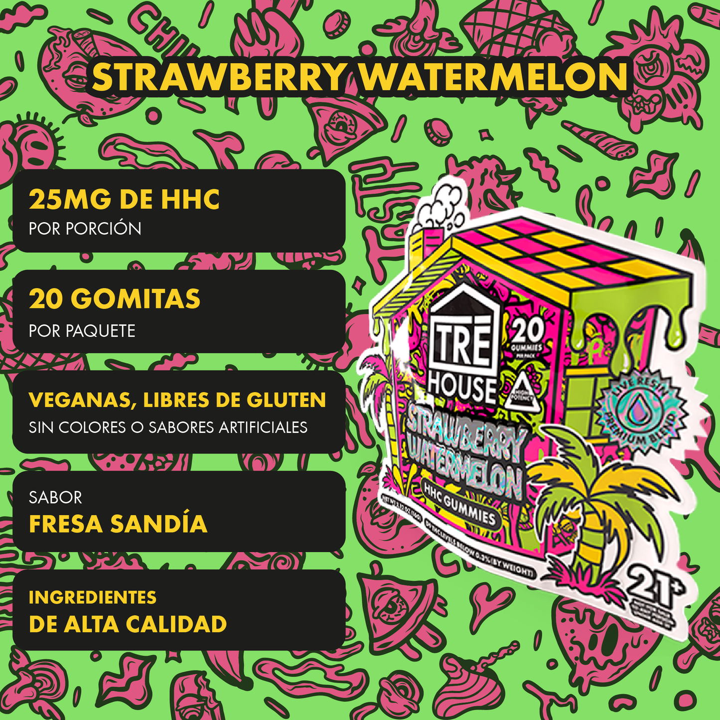 Tre House Gummies Strawberry Watermelon HHC 20ct