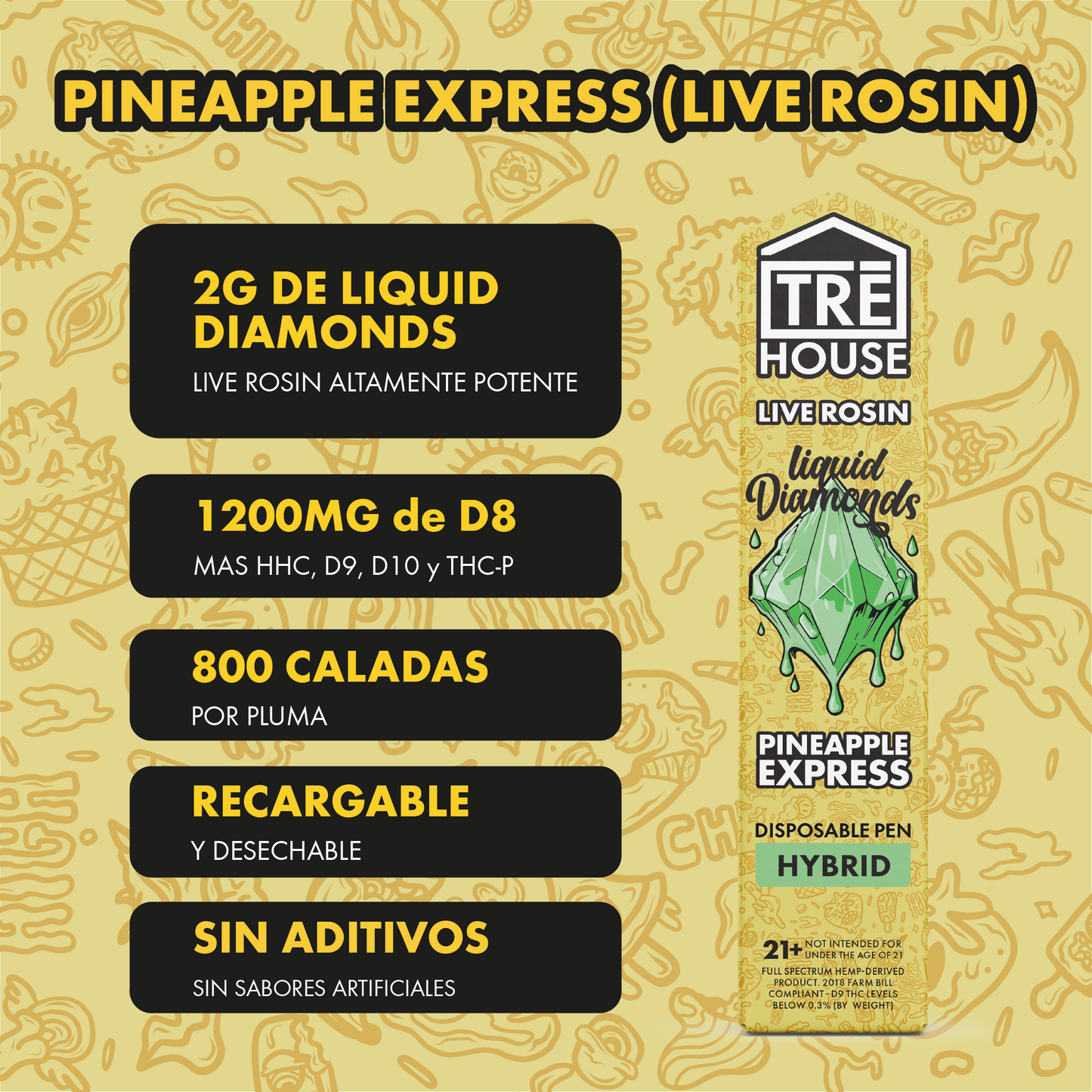 Tre House Pen Pineapple Express (Liquid Diamonds/2G)