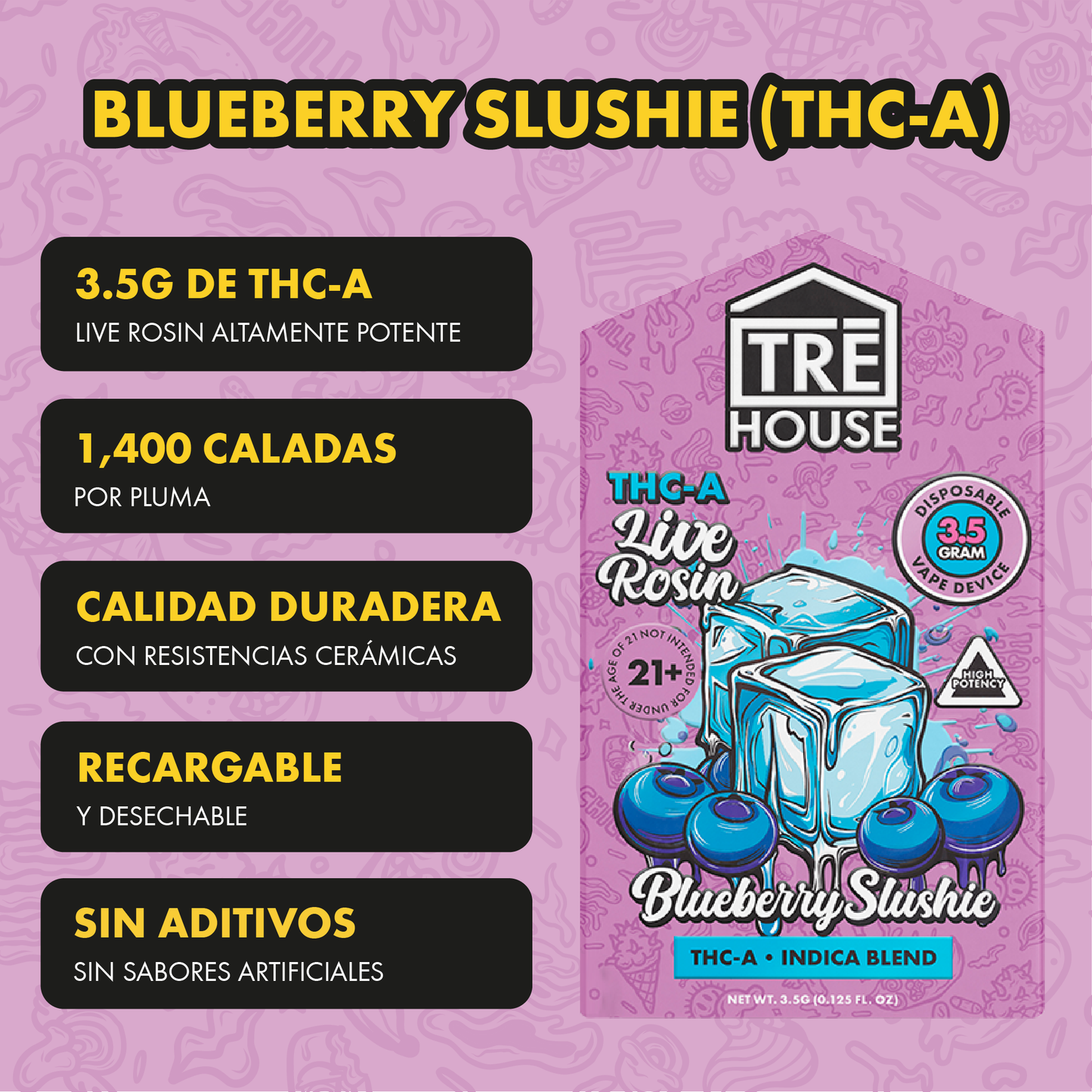 Tre House Pen Blueberry Slushie (THC-A/3.5G)