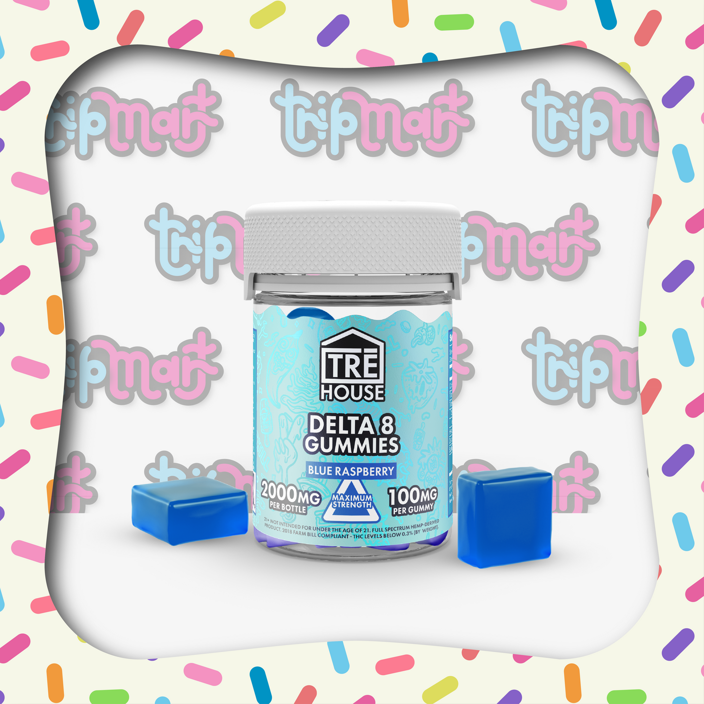 Tre House Gummies Blue Raspberry D8 100mg 20ct