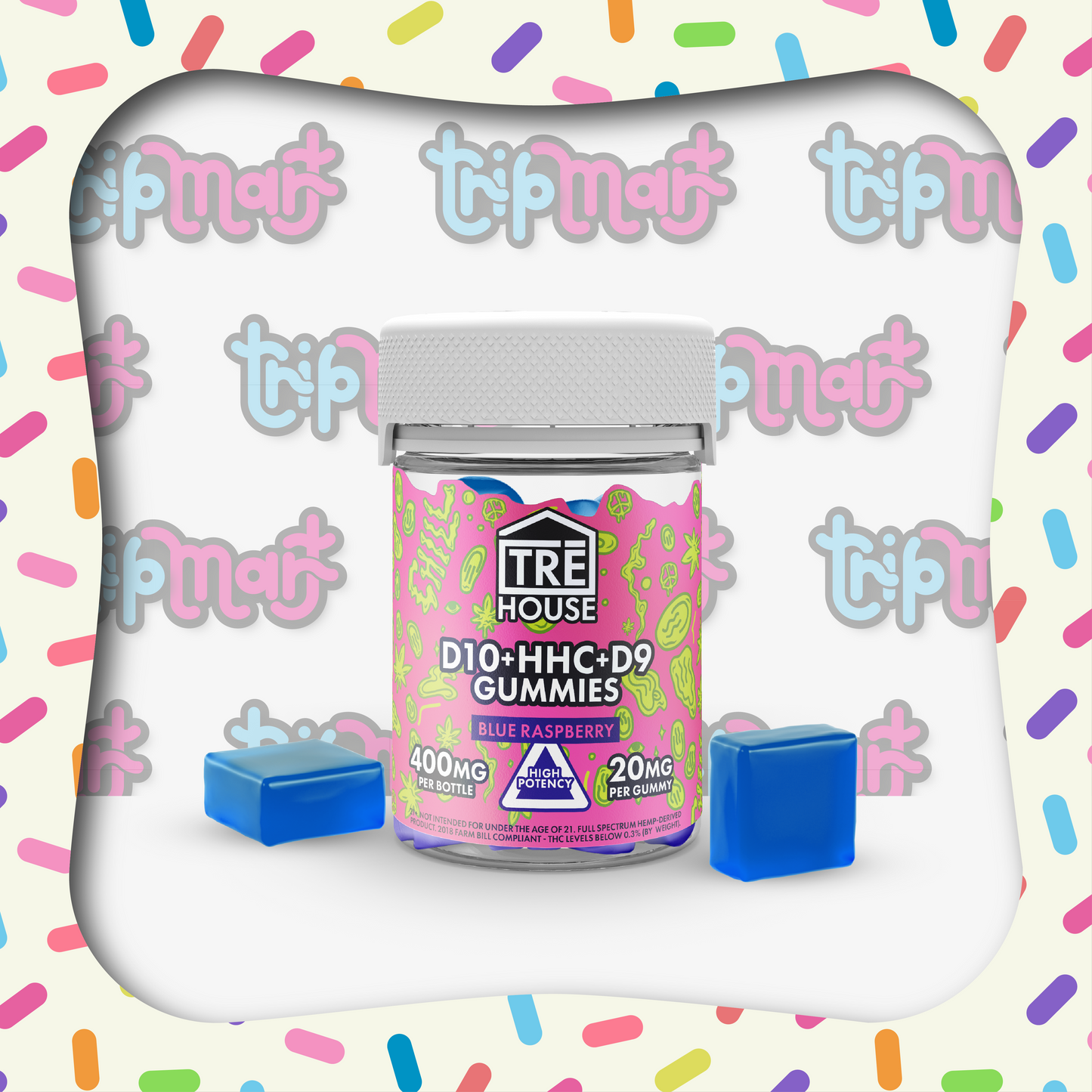 Tre House Gummies Blue Raspberry D10/HHC/D9 20mg 20ct