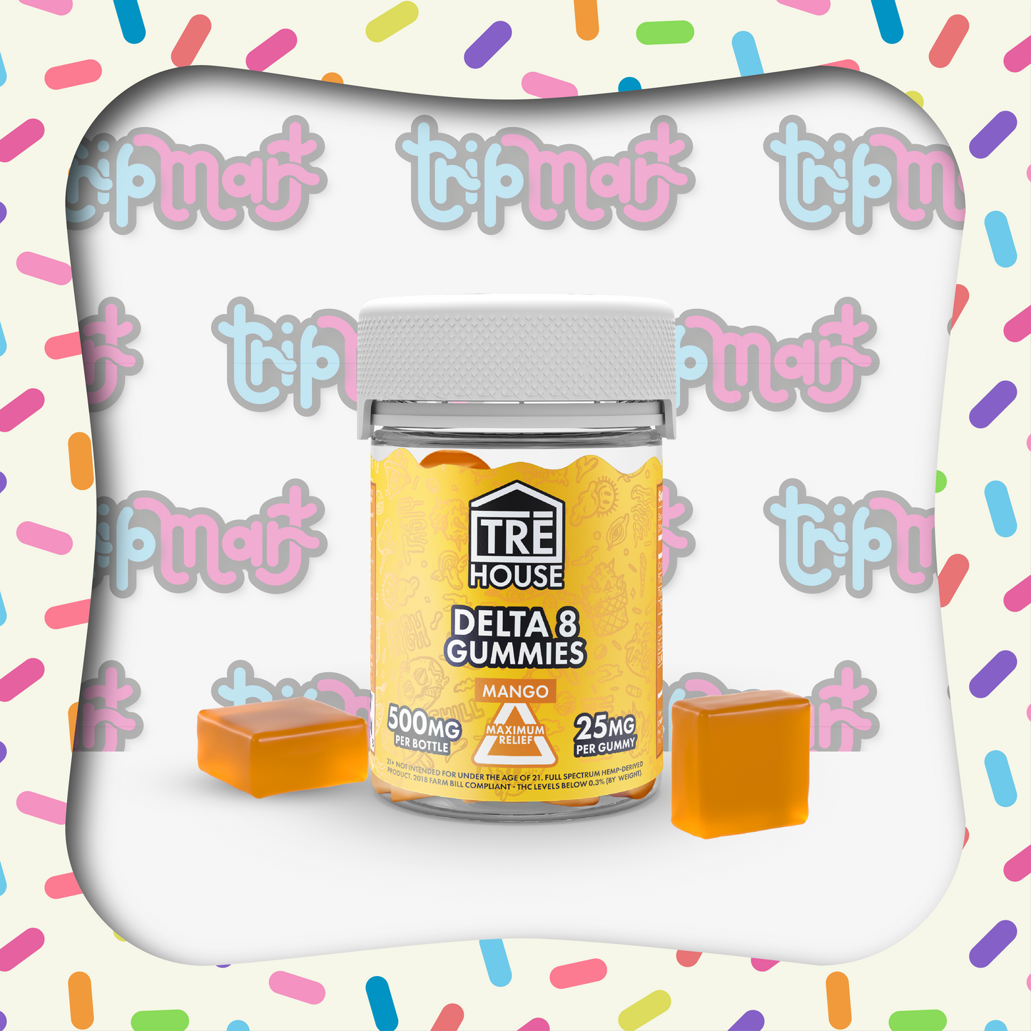 Tre House Gummies D8 Mango 25mg 20ct