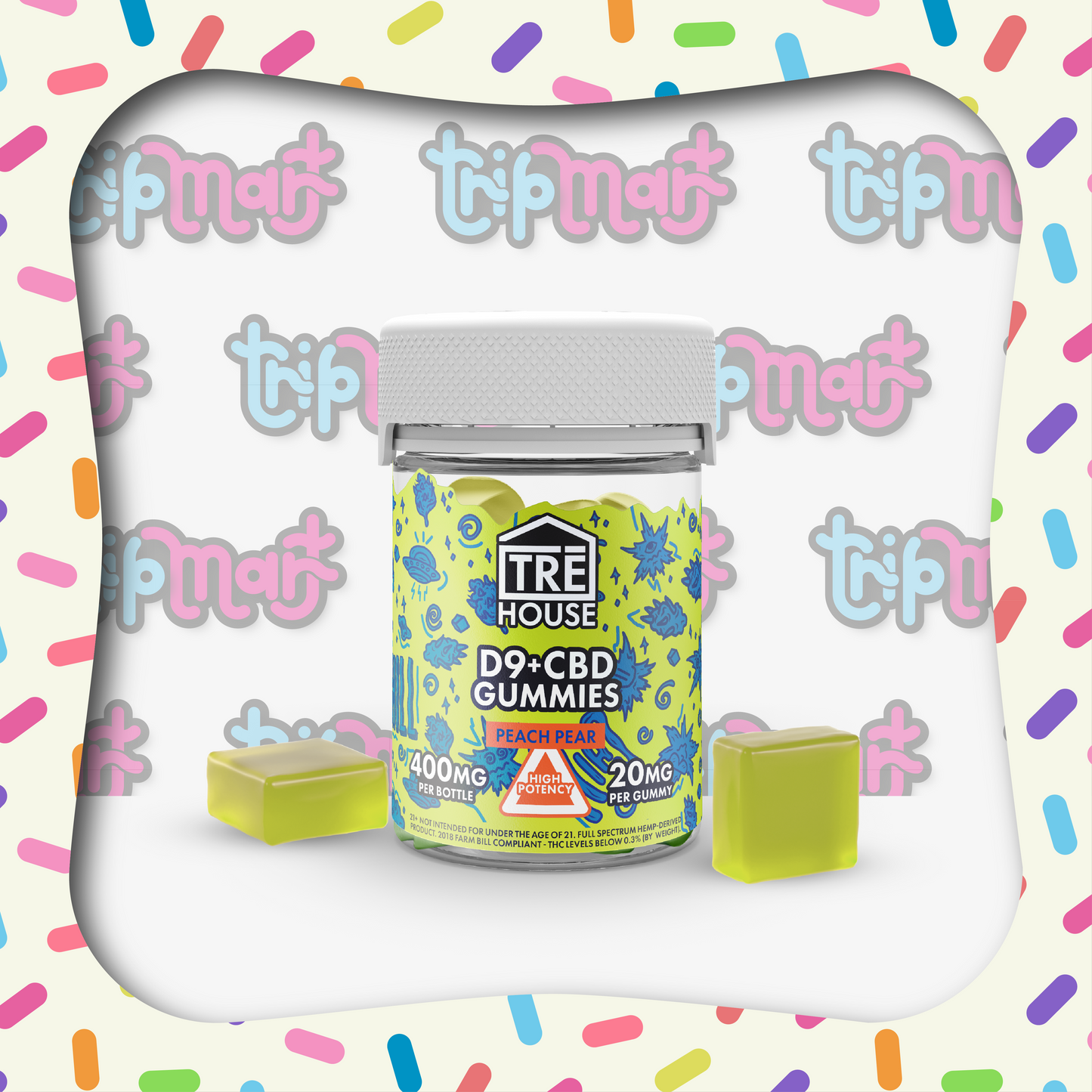 Tre House Gummies Peach Pear D9/CBD 20mg 20ct