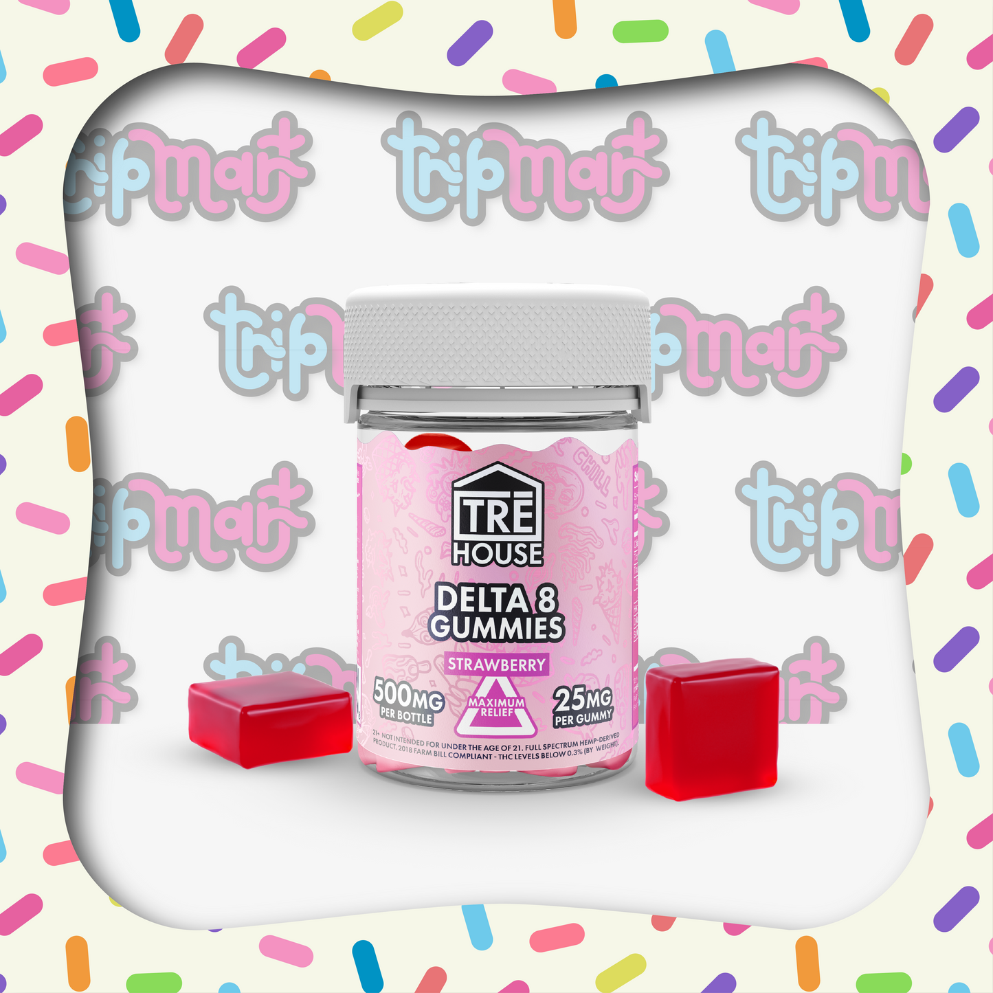 Tre House Gummies D8 Strawberry 25mg 20ct