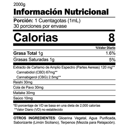 Tintura Relajante con CBD, CBN y Hongos