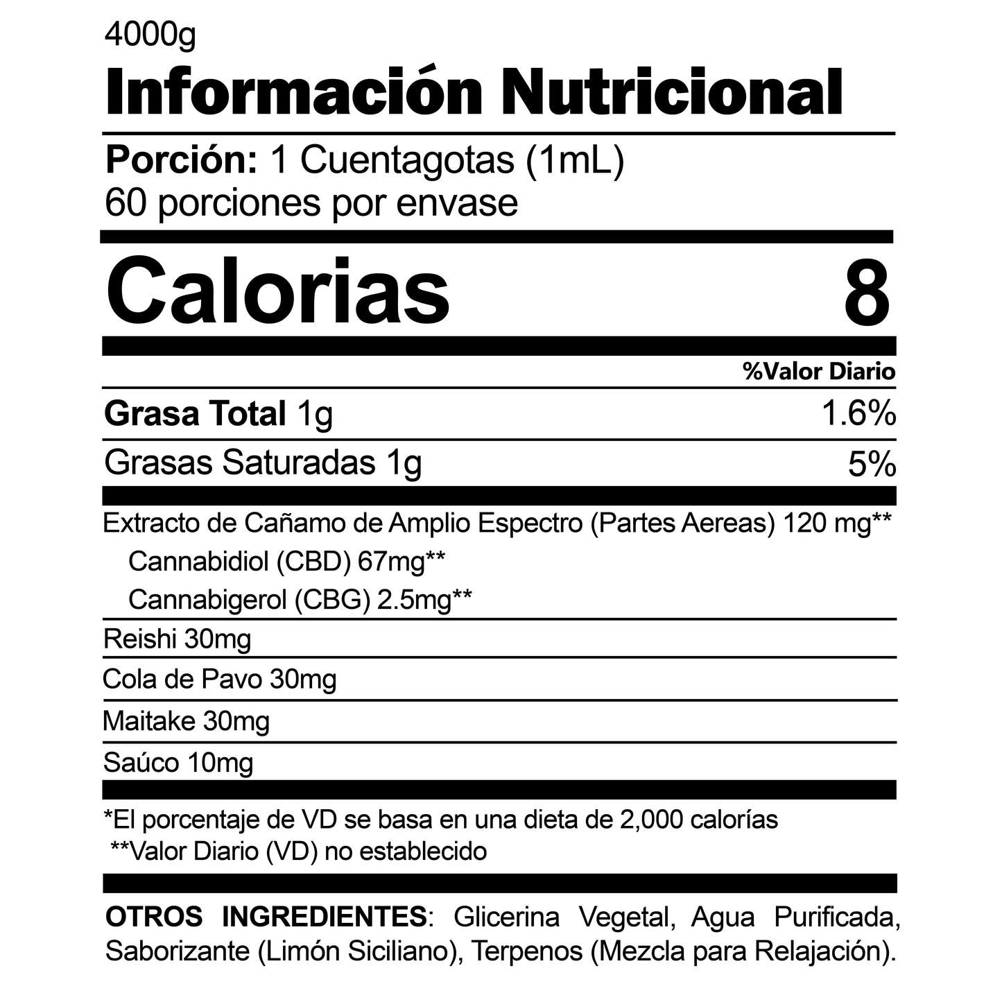 Tintura Relajante con CBD, CBN y Hongos