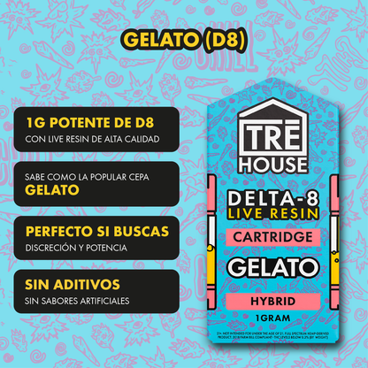 Tre House Cartridge Gelato (Live Resin/Delta 8)