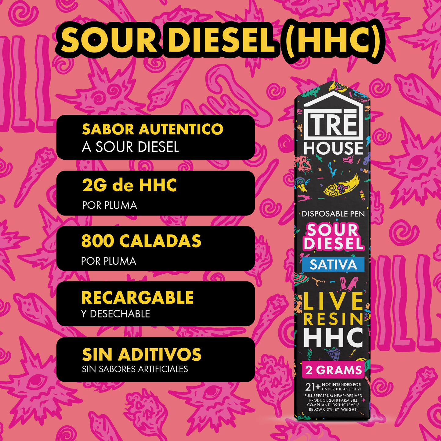 Tre House Pen Sour Diesel (HHC/2G)