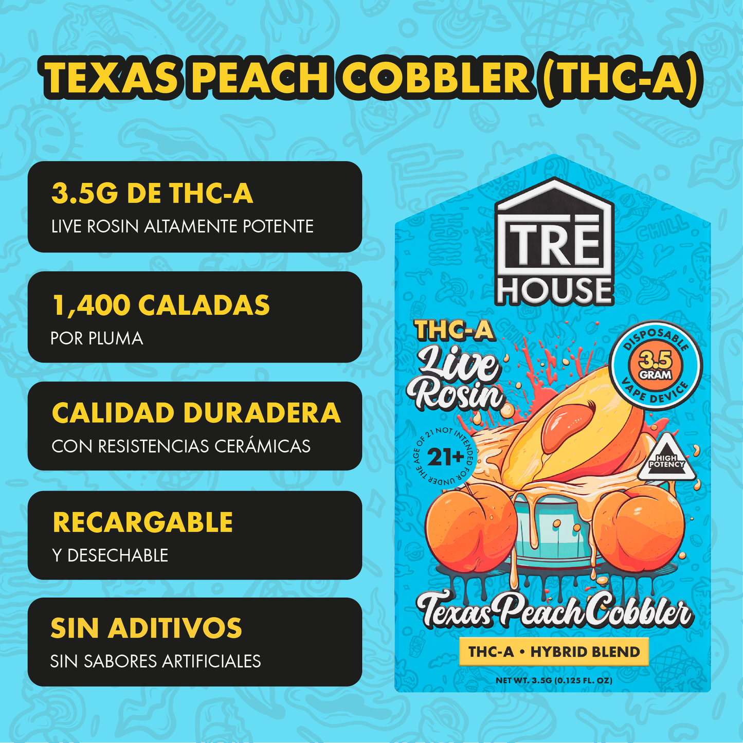 Tre House Pen Texas Peach Cobbler (THC-A/3.5G)
