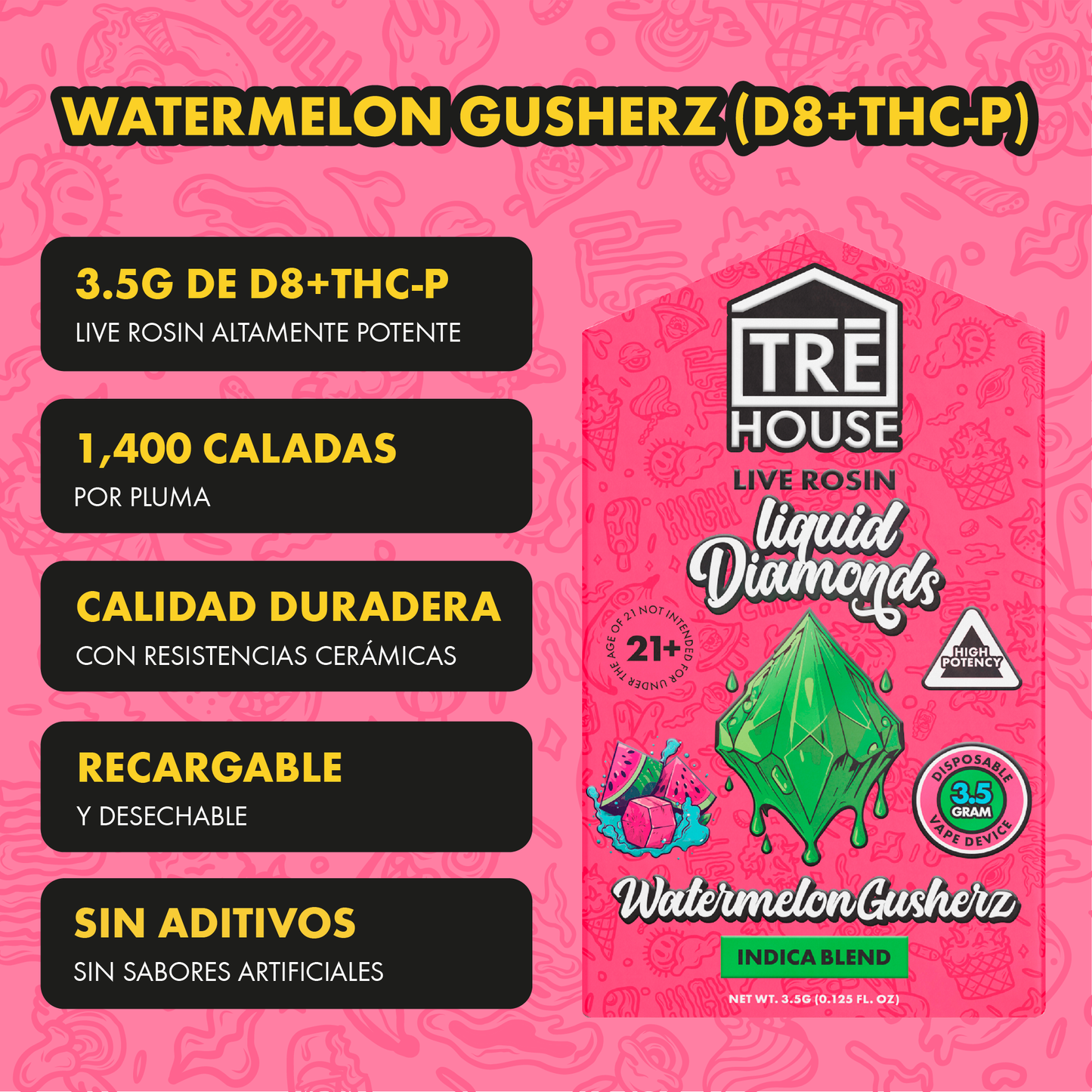 Tre House Pen Watermelon Gusherz (Liquid Diamonds/3.5G)