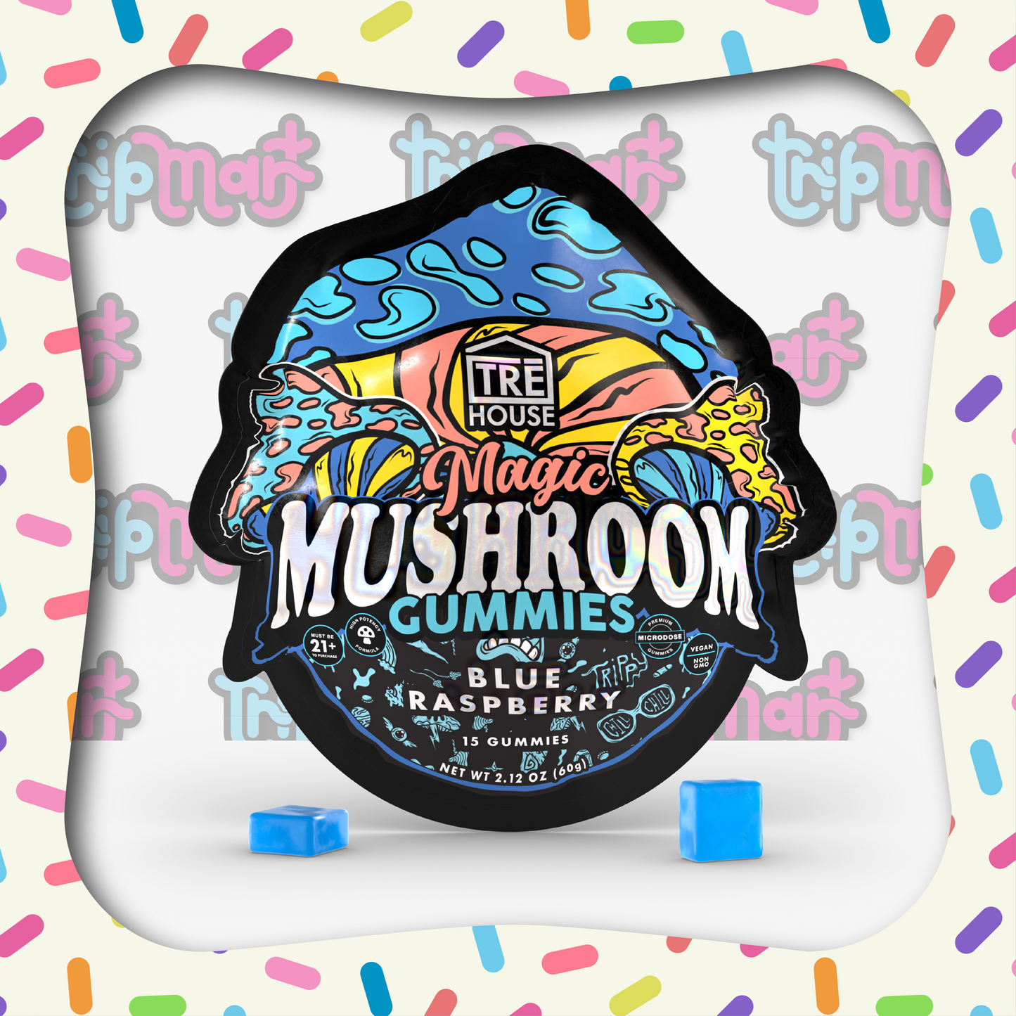Tre House Gummies Magic Mushrooms Blue Raspberry