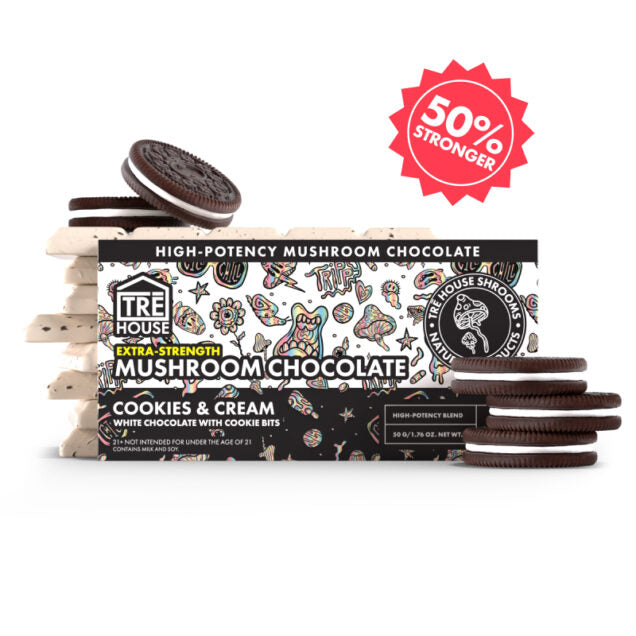 Tre House Chocolate Bar Magic Mushrooms Cookies & Cream  Extra Strength
