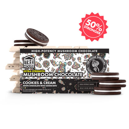 Tre House Chocolate Bar Magic Mushrooms Cookies & Cream  Extra Strength