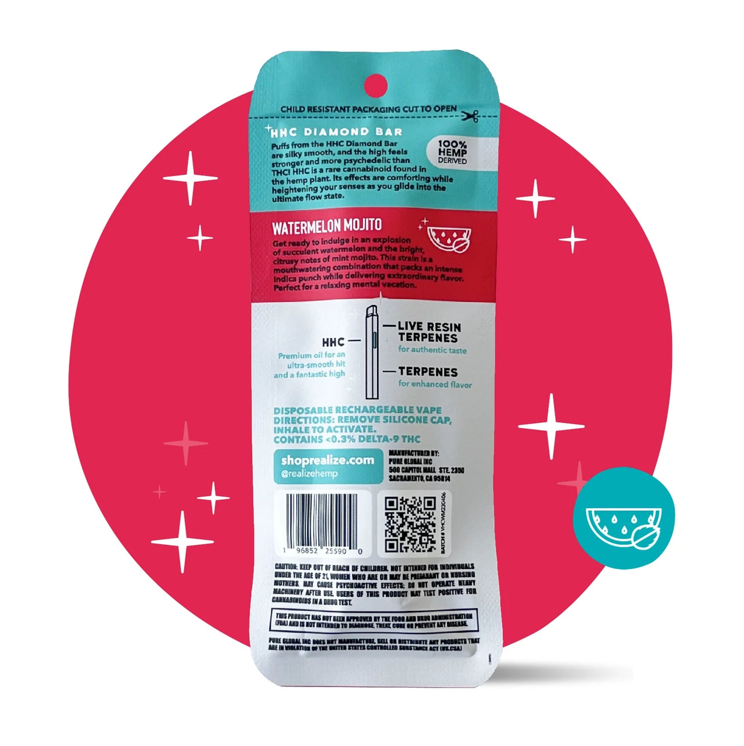 Realize Diamond Bar Watermelon Mojito 2G (HHC)